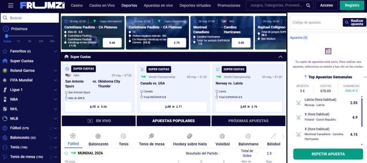 Frumzi Casino 2026: bono, juegos y pagos para España image 3
